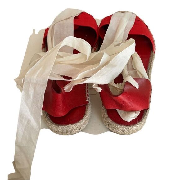 Ulla Johnson Canvas Ankle Wrap Espadrille in Red NWOB Size 40/10 - Picture 4 of 5